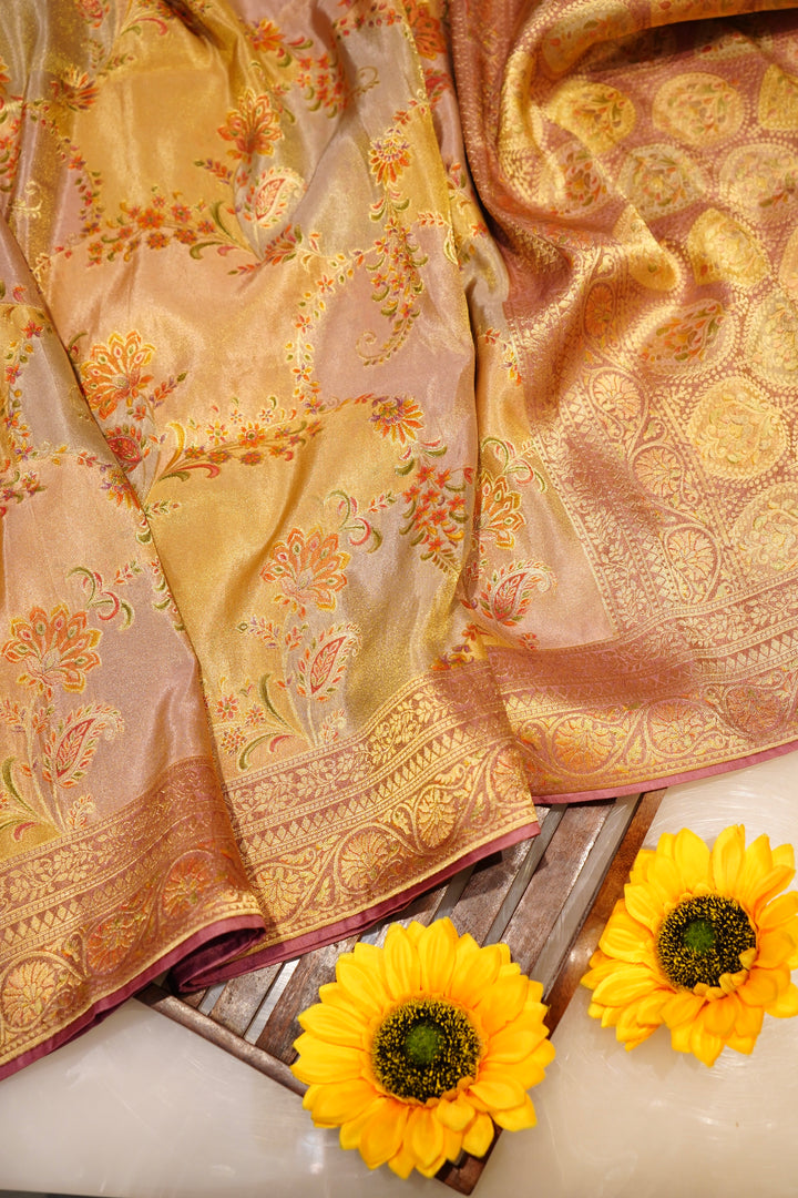Rangkat Pink Handloom Soft Silk Banarasi Woven Saree