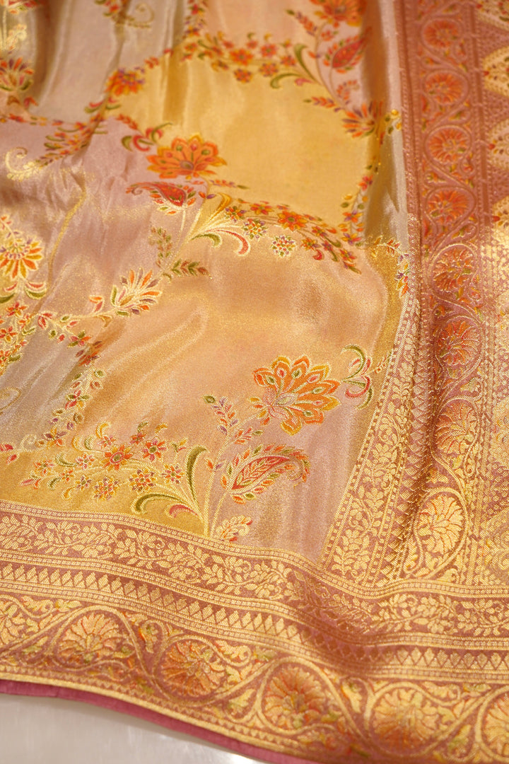 Rangkat Pink Handloom Soft Silk Banarasi Woven Saree