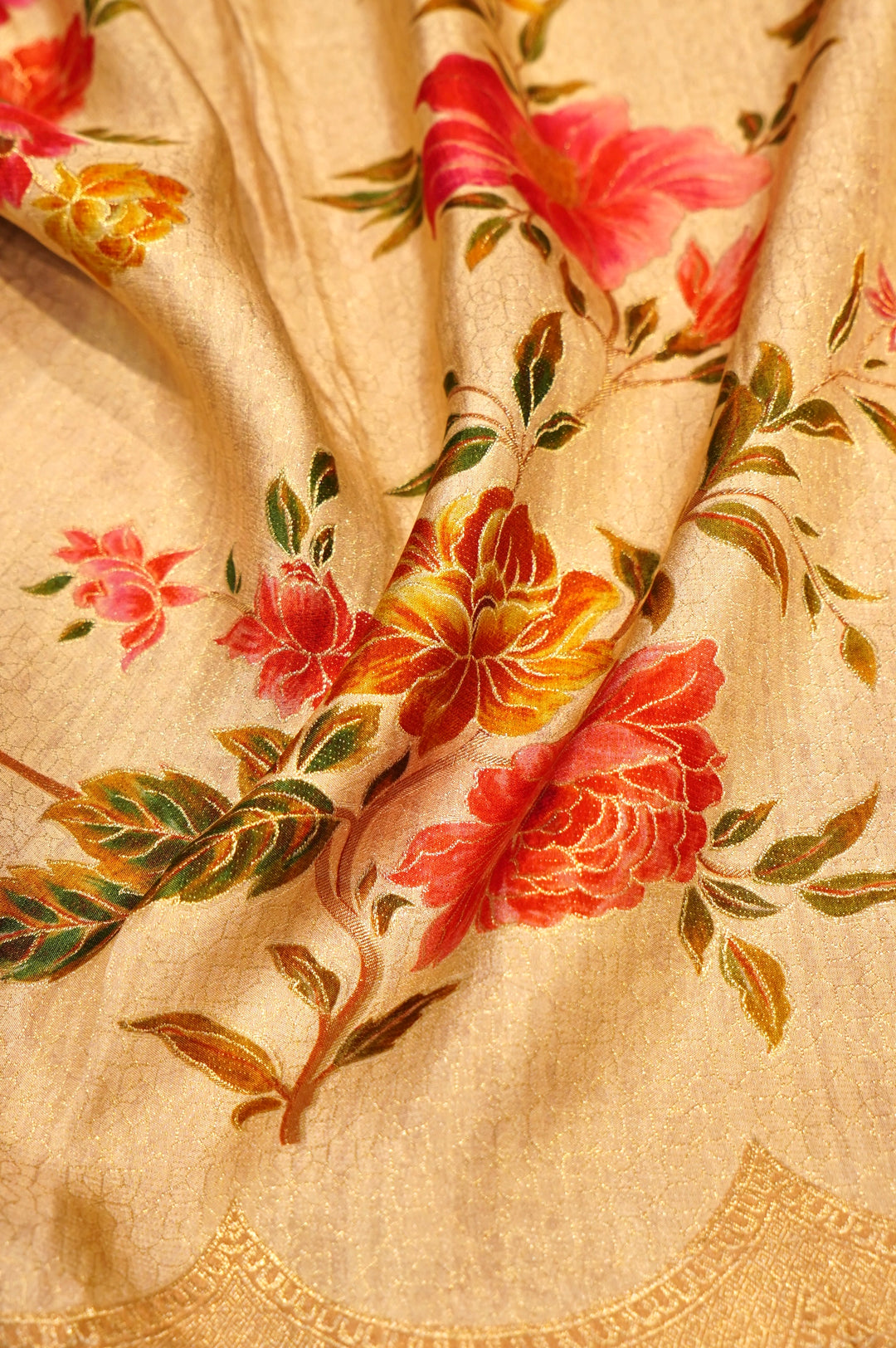 Nude Beige Handloom Soft Silk Banarasi Woven Saree