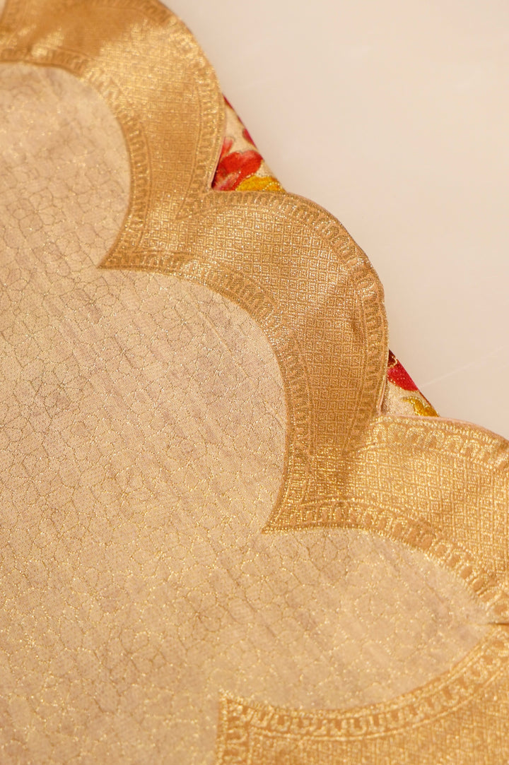 Nude Beige Handloom Soft Silk Banarasi Woven Saree