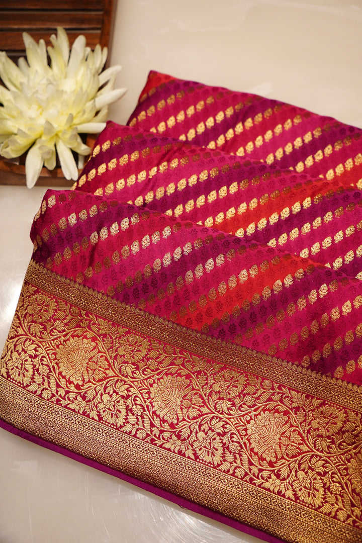 Bright Pink Handloom Soft Silk Banarasi Woven Saree