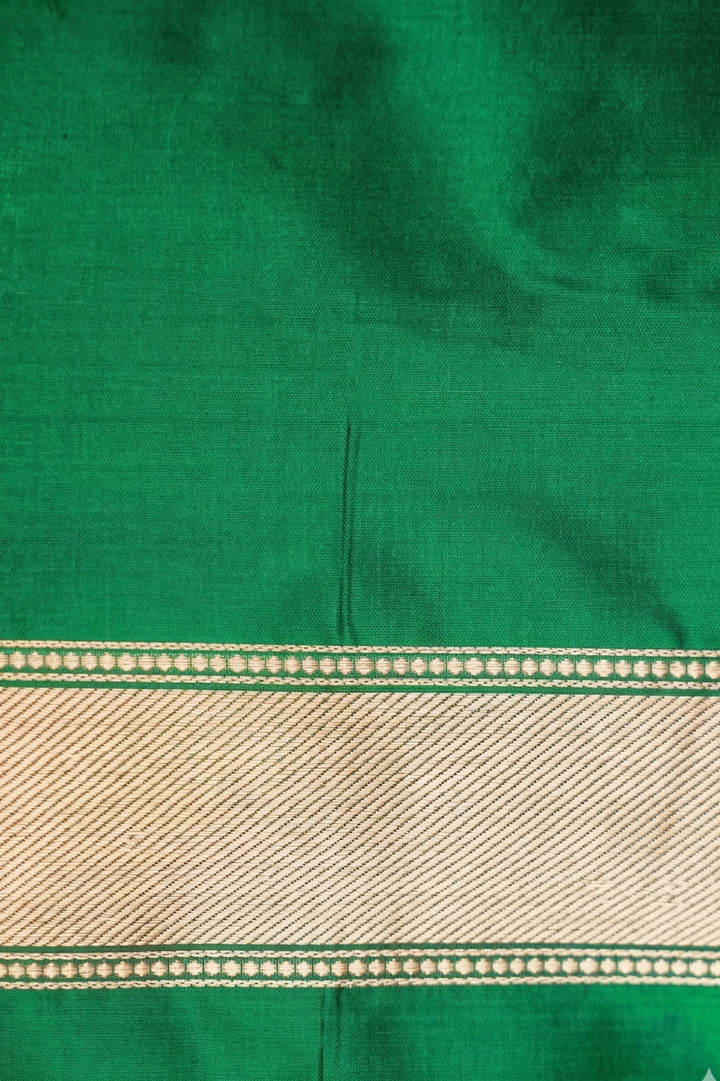 Pure Banarasi Green Katan Silk Handloom Kadwa Ghat Saree