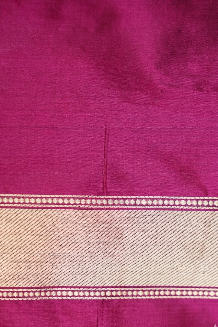 Pure Banarasi Fuchsia Pink Katan Silk Handloom Kadwa Ghat Saree