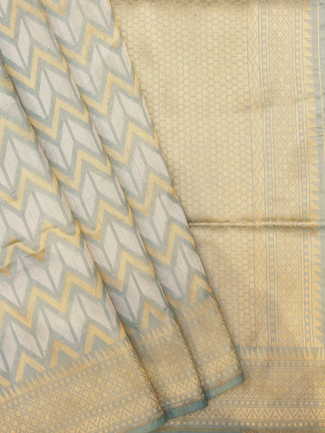 Handloom Celestial Aqua Blue Sonaroopa Banarasi Katan Silk Saree