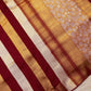 Handwoven Banarasi Rouge Maroon Mashru Silk Stripped Woven Saree