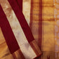 Handwoven Banarasi Rouge Maroon Mashru Silk Stripped Woven Saree