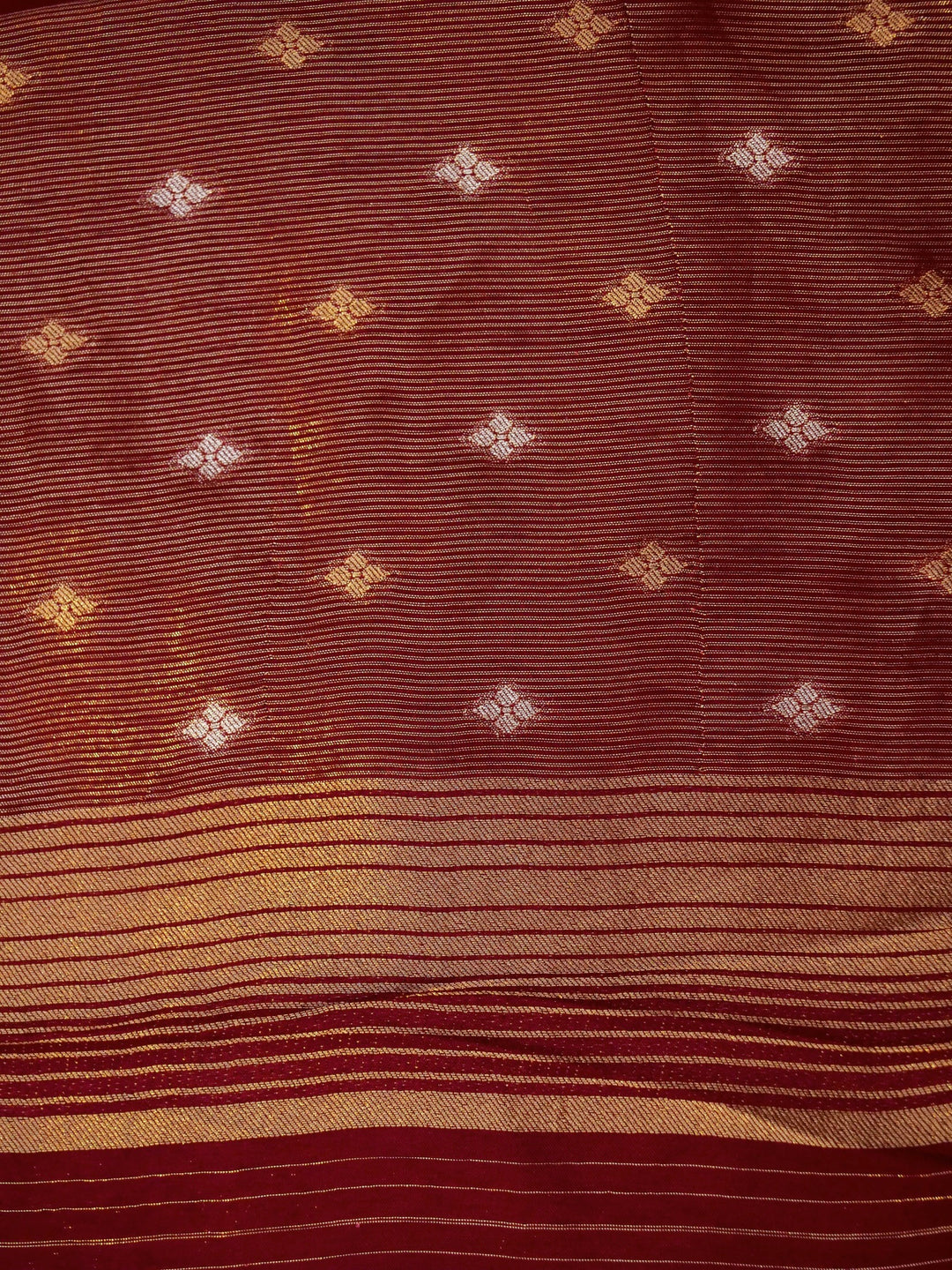Handwoven Banarasi Rouge Maroon Mashru Silk Striped Woven Saree