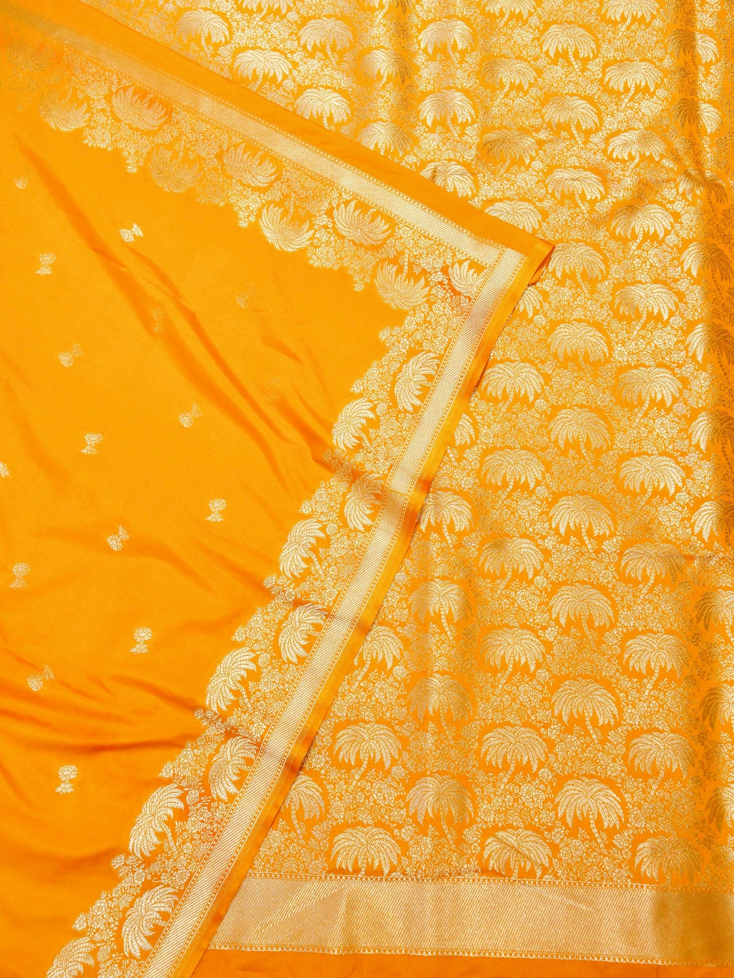 Banarasi Handloom Mango Yellow Katan Silk Zari Woven Suit Set (Unstitched)