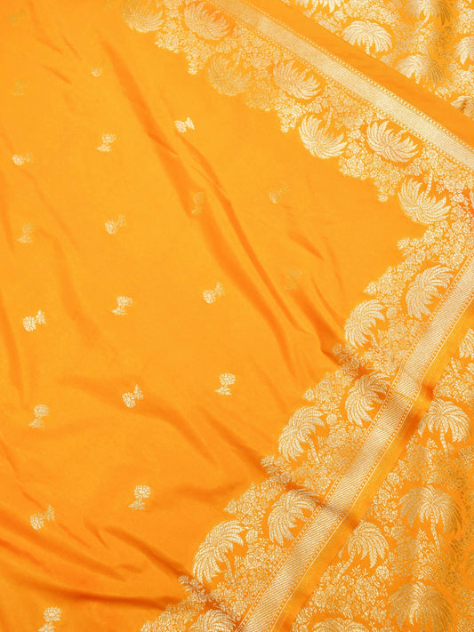 Banarasi Handloom Mango Yellow Katan Silk Zari Woven Suit Set (Unstitched)