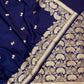 Banarasi Handloom Navy Blue Katan Silk Zari Woven Suit Set (Unstitched)