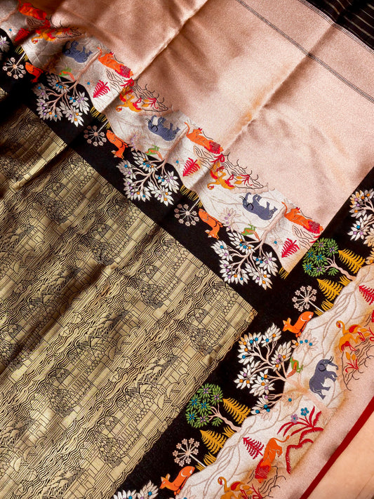 Banarasi Ghat Woven & Shikargaah Weaved Saree