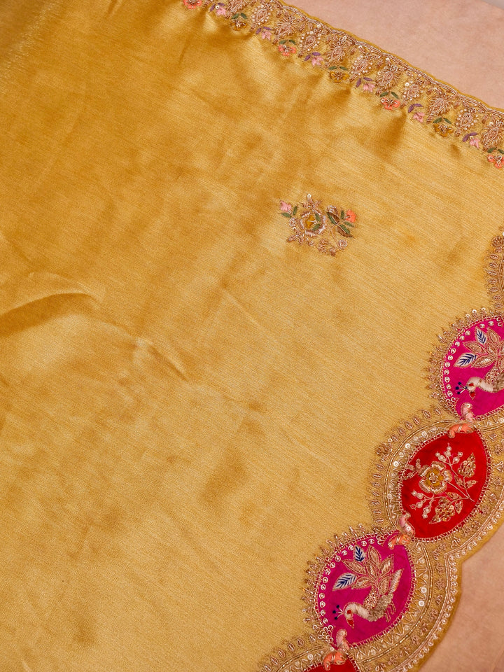 Pure Banarasi Katan-Tissue Hand-Embroidered Saree