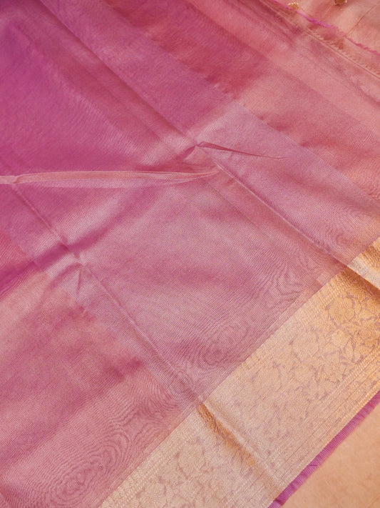 Banarasi Ruby Pink Tissue Silk Zari Woven Saree