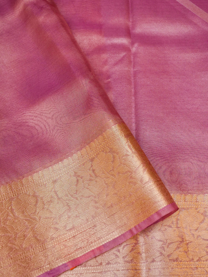 Banarasi Ruby Pink Tissue Silk Zari Woven Saree