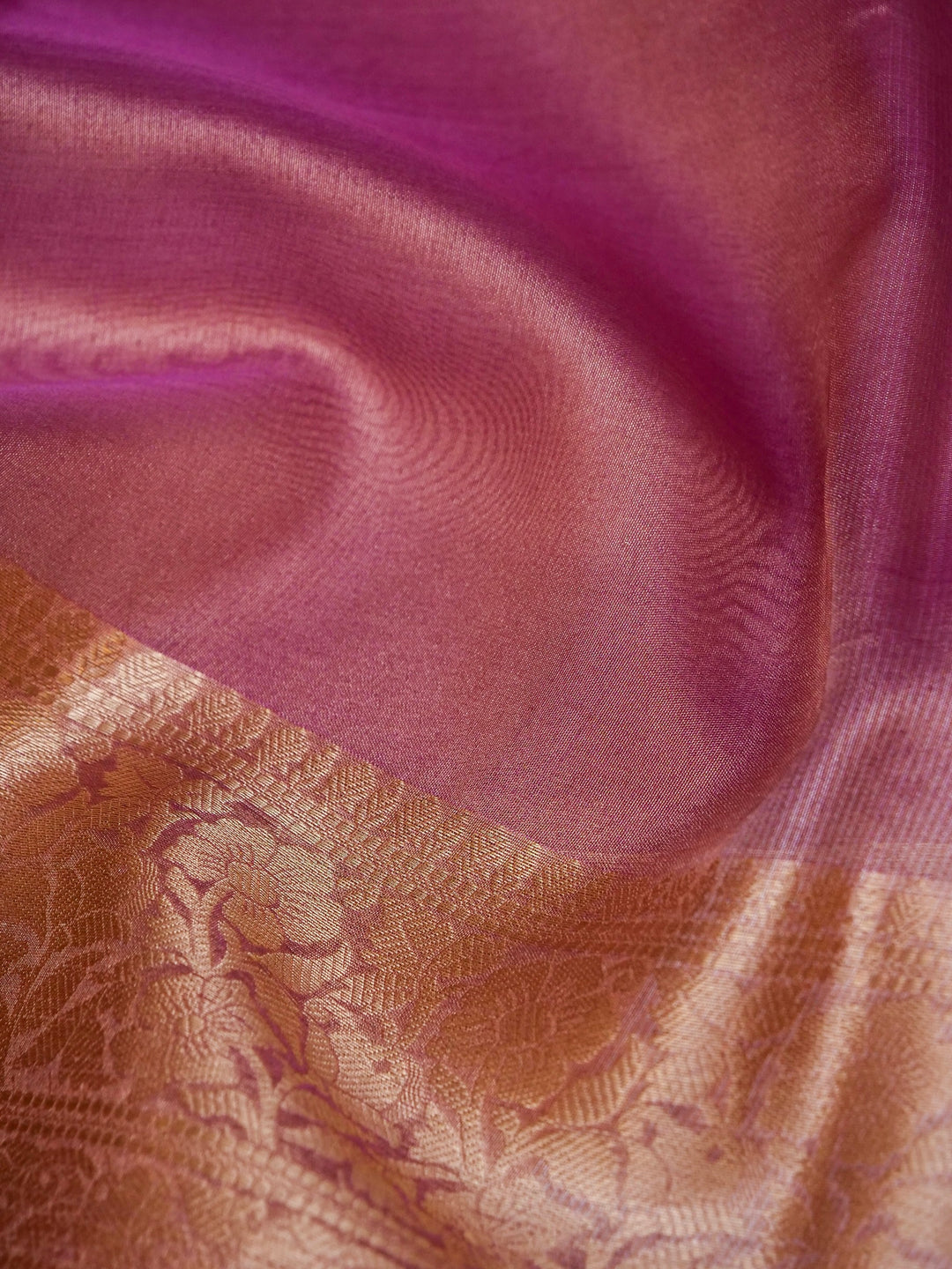 Banarasi Ruby Pink Tissue Silk Zari Woven Saree