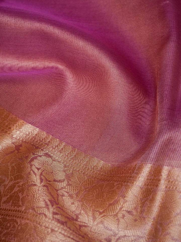 Banarasi Ruby Pink Tissue Silk Zari Woven Saree