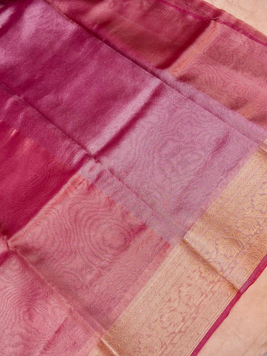 Banarasi Mauve Purple Tissue Silk Zari Woven Saree