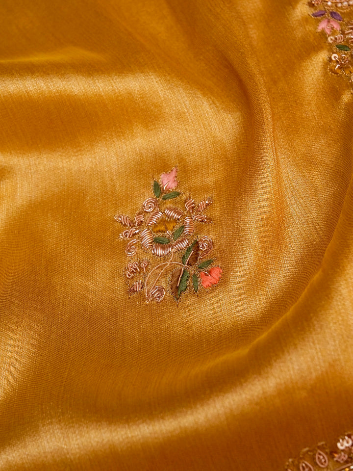 Pure Banarasi Katan-Tissue Hand-Embroidered Saree