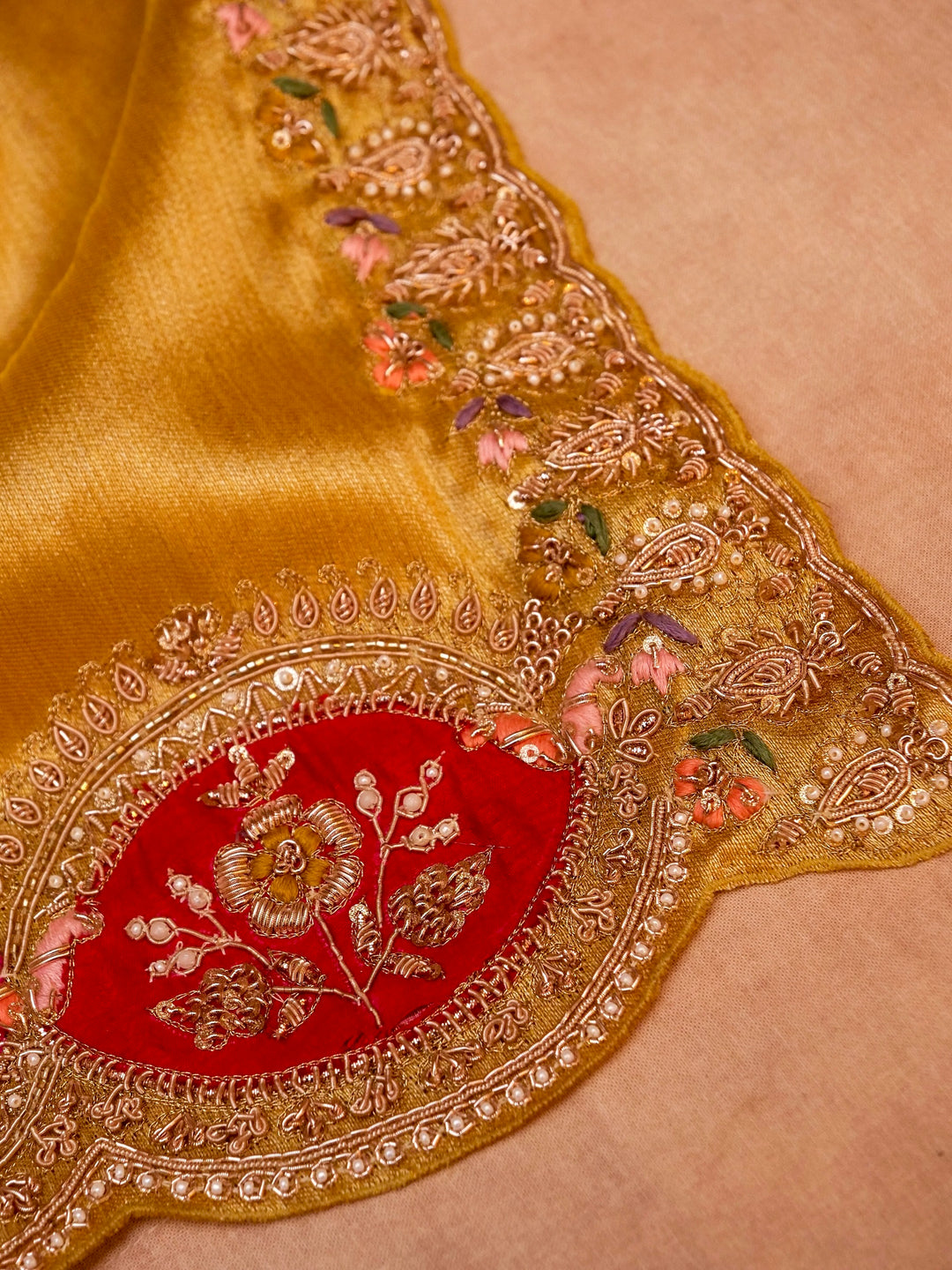 Pure Banarasi Katan-Tissue Hand-Embroidered Saree