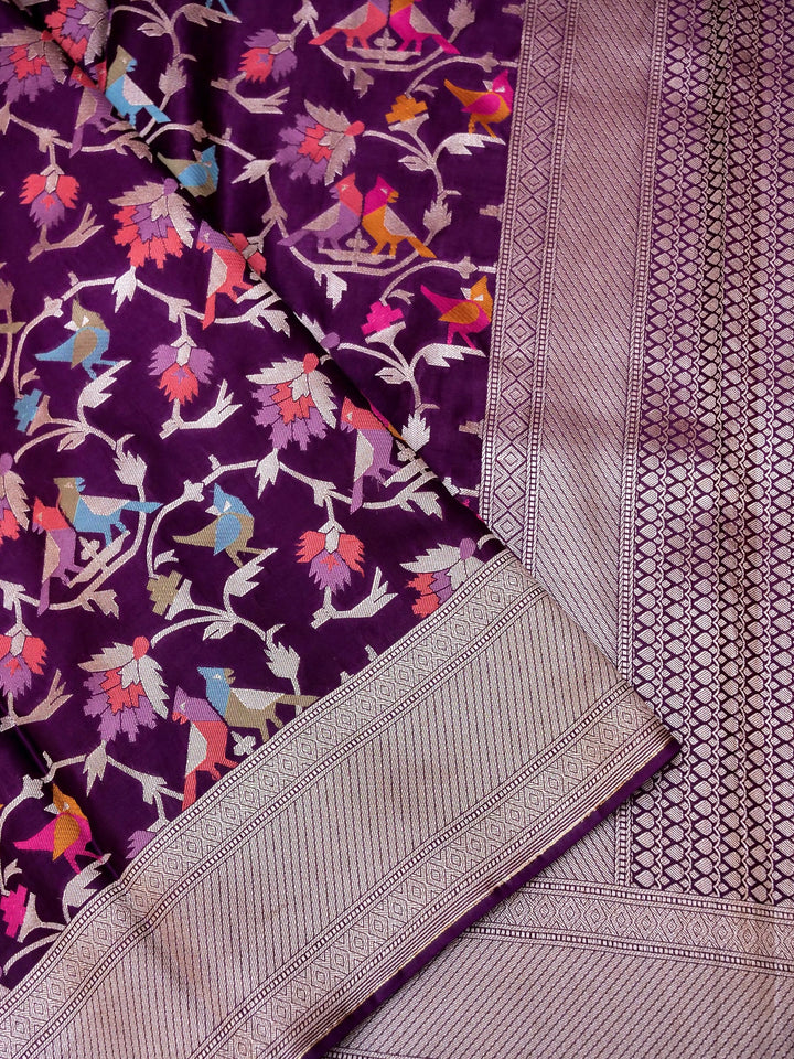 Banarasi Shikargaah Mashru Silk Meenakari Saree