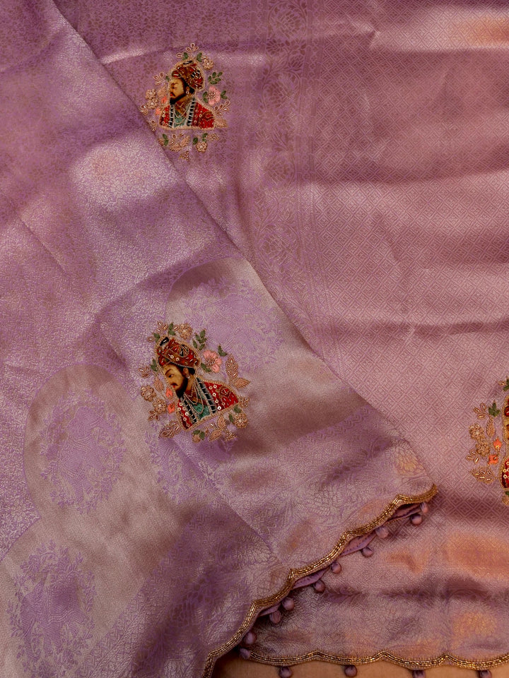 Pure Banarasi Brocade Silk Hand-Embroidered Saree