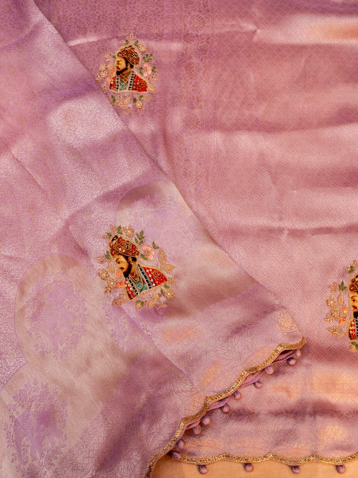 Pure Banarasi Brocade Silk Hand-Embroidered Saree