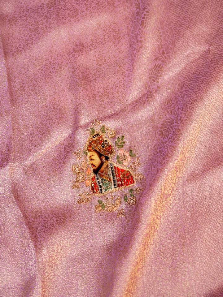Pure Banarasi Brocade Silk Hand-Embroidered Saree