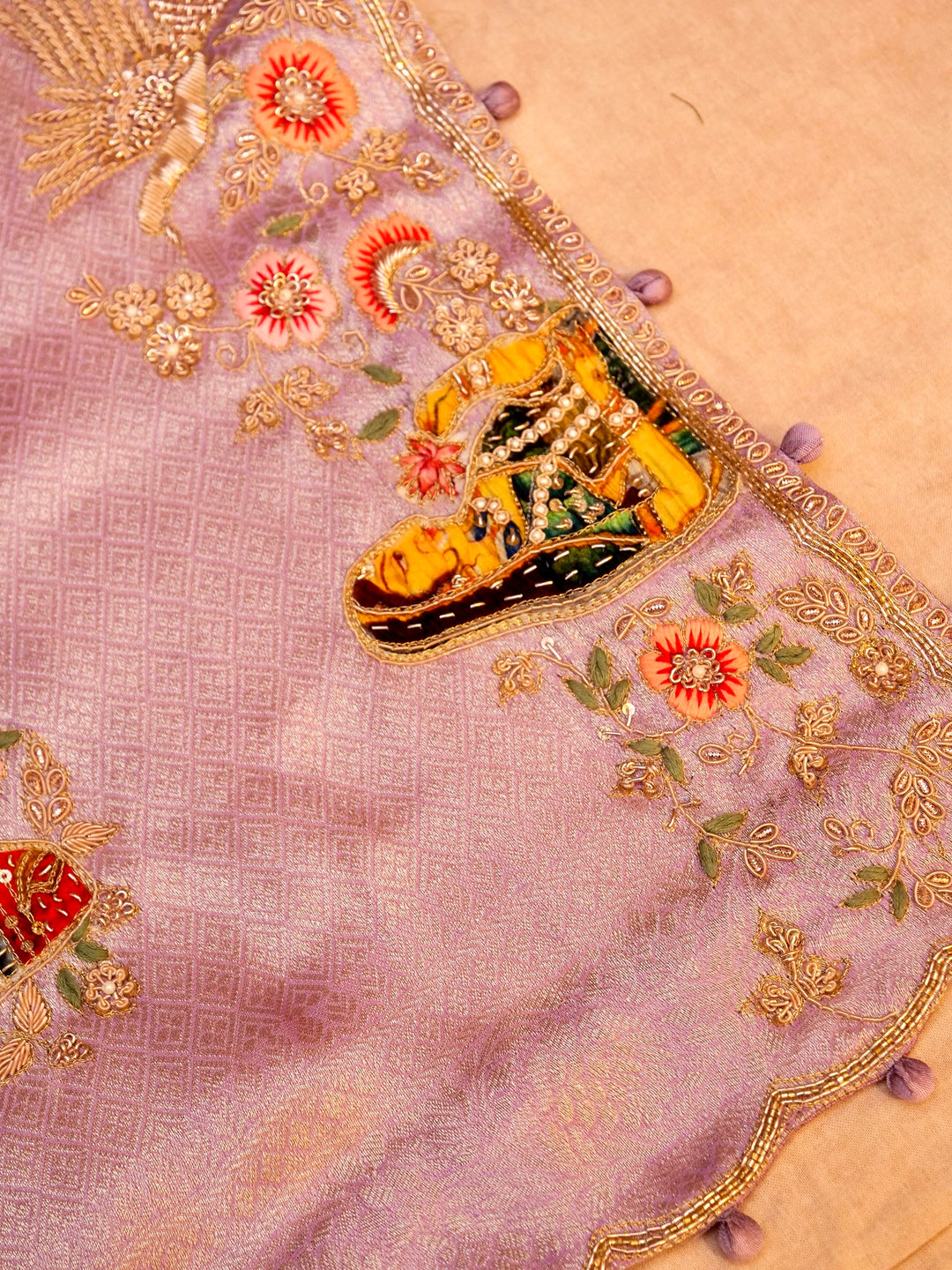 Pure Banarasi Brocade Silk Hand-Embroidered Saree