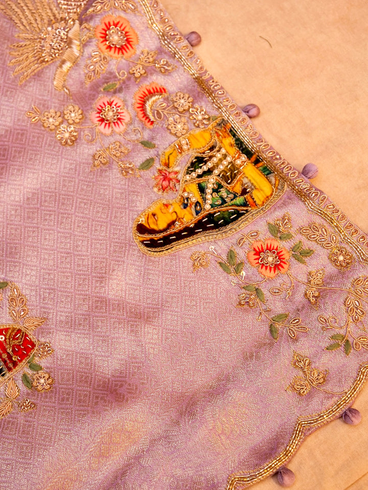Pure Banarasi Brocade Silk Hand-Embroidered Saree