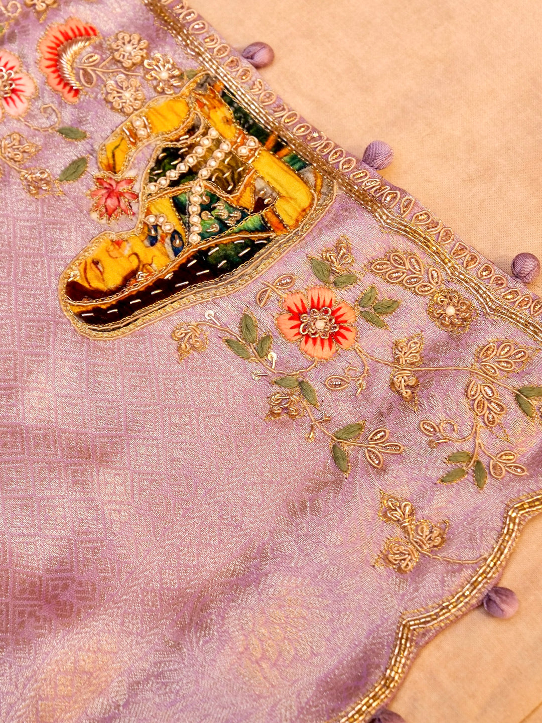 Pure Banarasi Brocade Silk Hand-Embroidered Saree