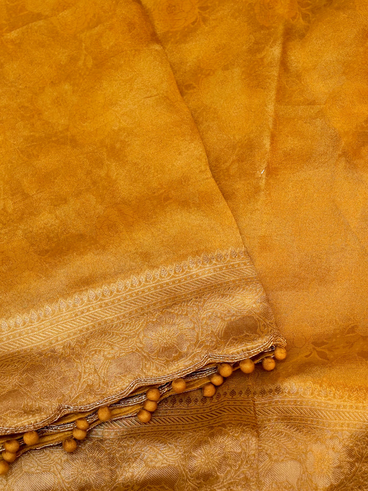 Pure Banarasi Jacquard Tissue Hand-Embroidered Saree