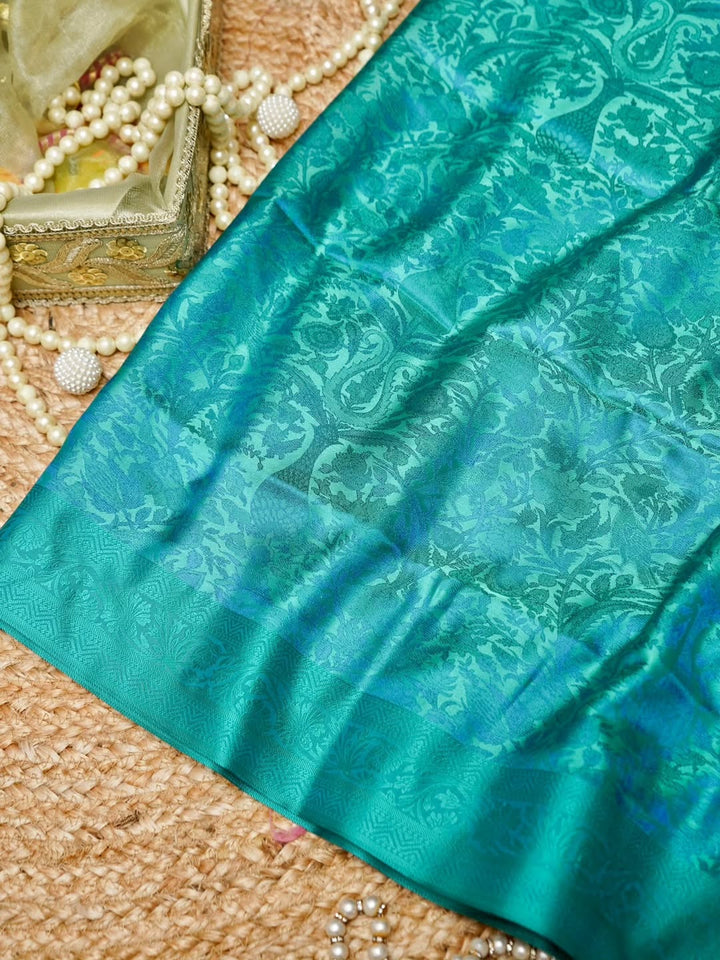 Yellow Banarasi Chinon Georgette Saree with Antique Zarii testing