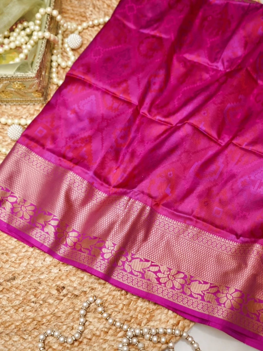Yellow Banarasi Chinon Georgette Saree with Antique Zarii testing