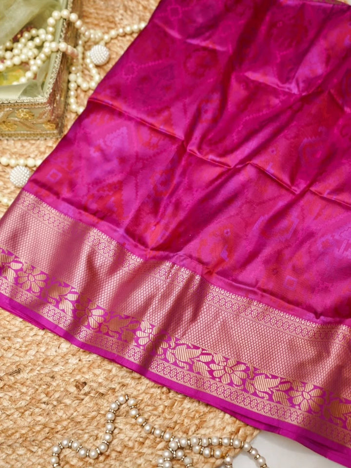 Yellow Banarasi Chinon Georgette Saree with Antique Zarii testing