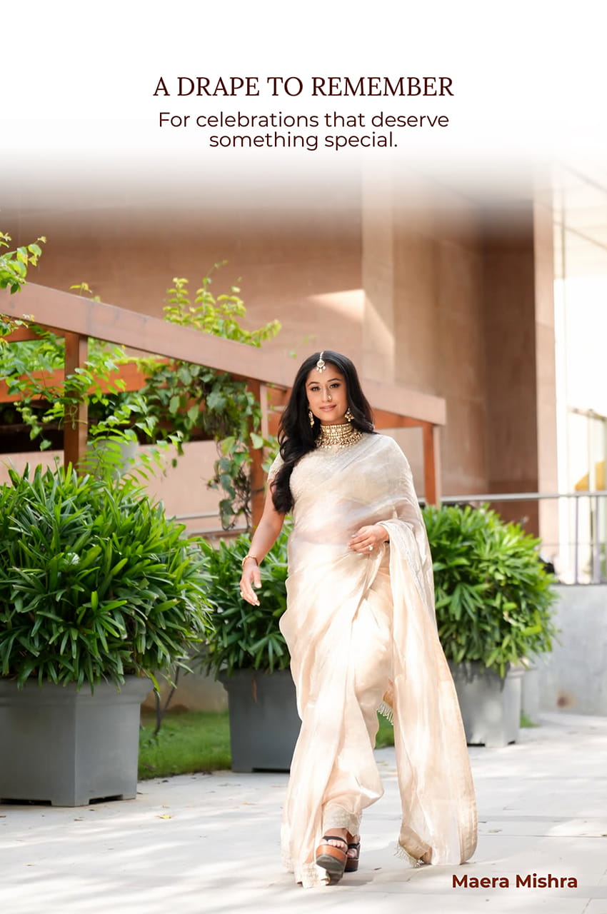 Vandana Sarees - Original Pure Banarasi Silk Saree Draped by Maera Mishra 