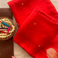 Handwoven Scarlet Red Banarai Mashru Silk Zari Woven Saree