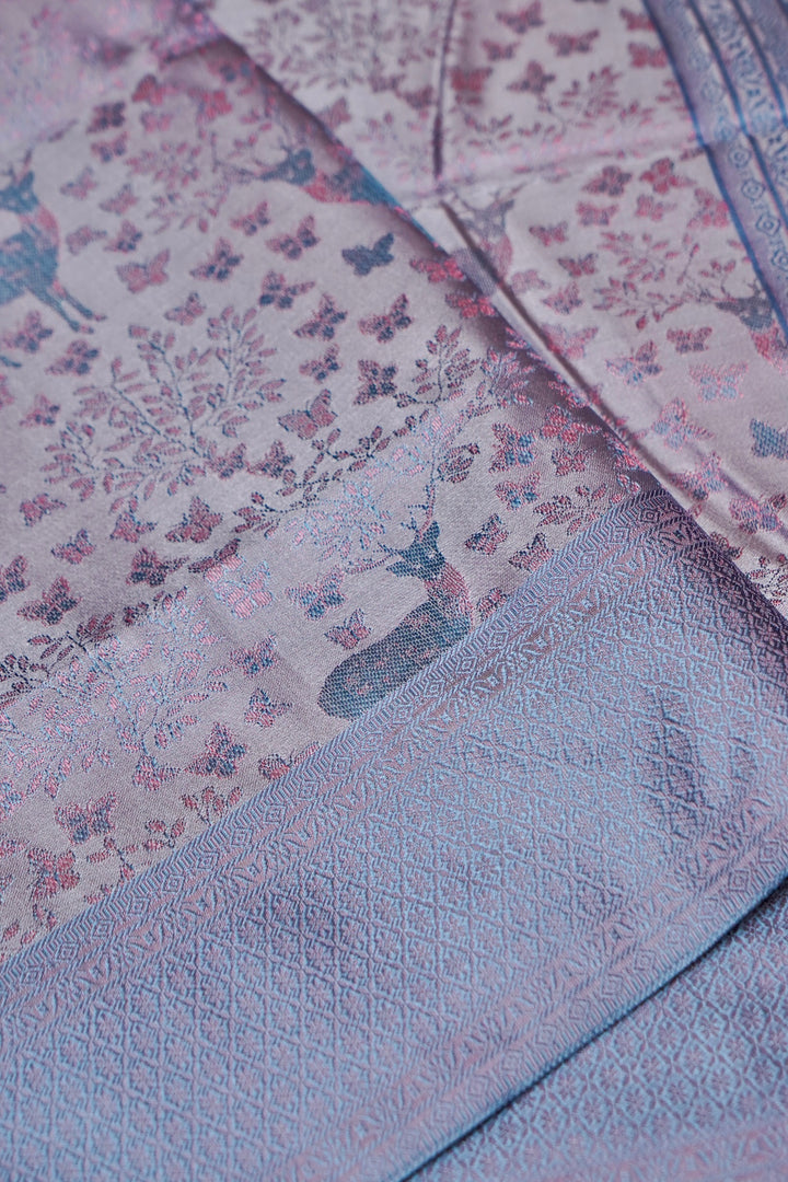 Mauve Handwoven Pure Banarasi Tanchoi Silk Saree