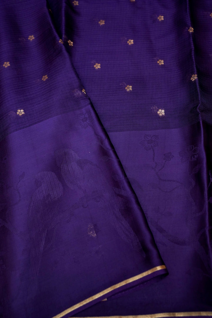Purple Banarasi Kota Saree with Silk Border &amp; Paithani Inspired Weaving
