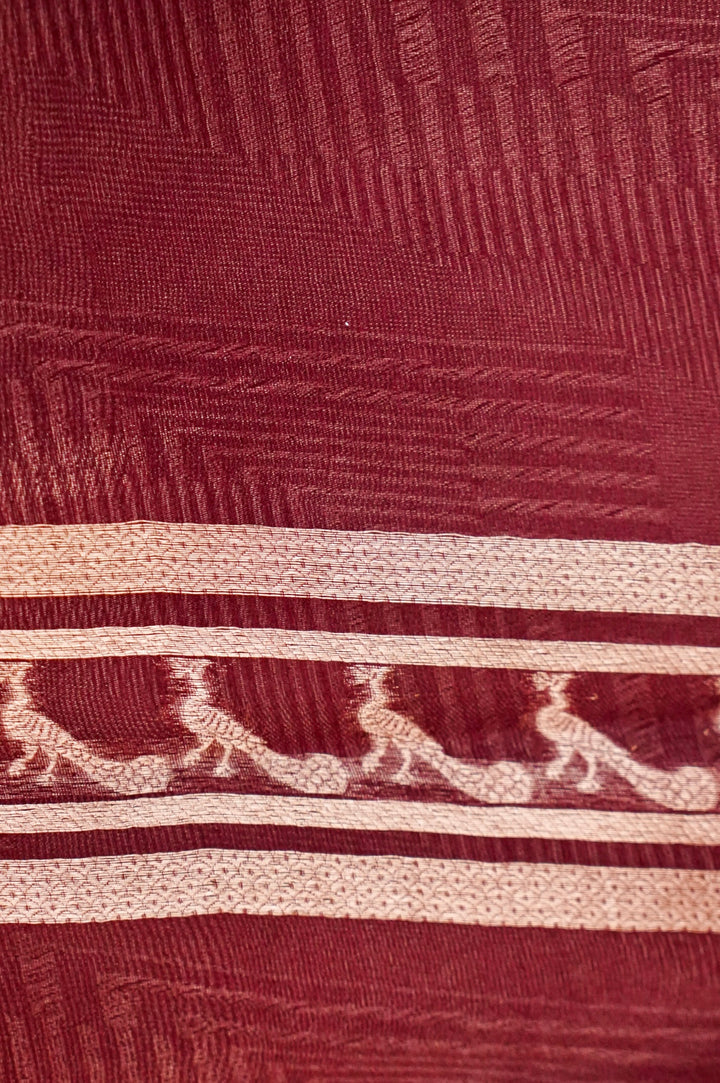 Blushing Grace – Magenta Pink Pure Handloom Organza Silk Saree with Birds Motif Border