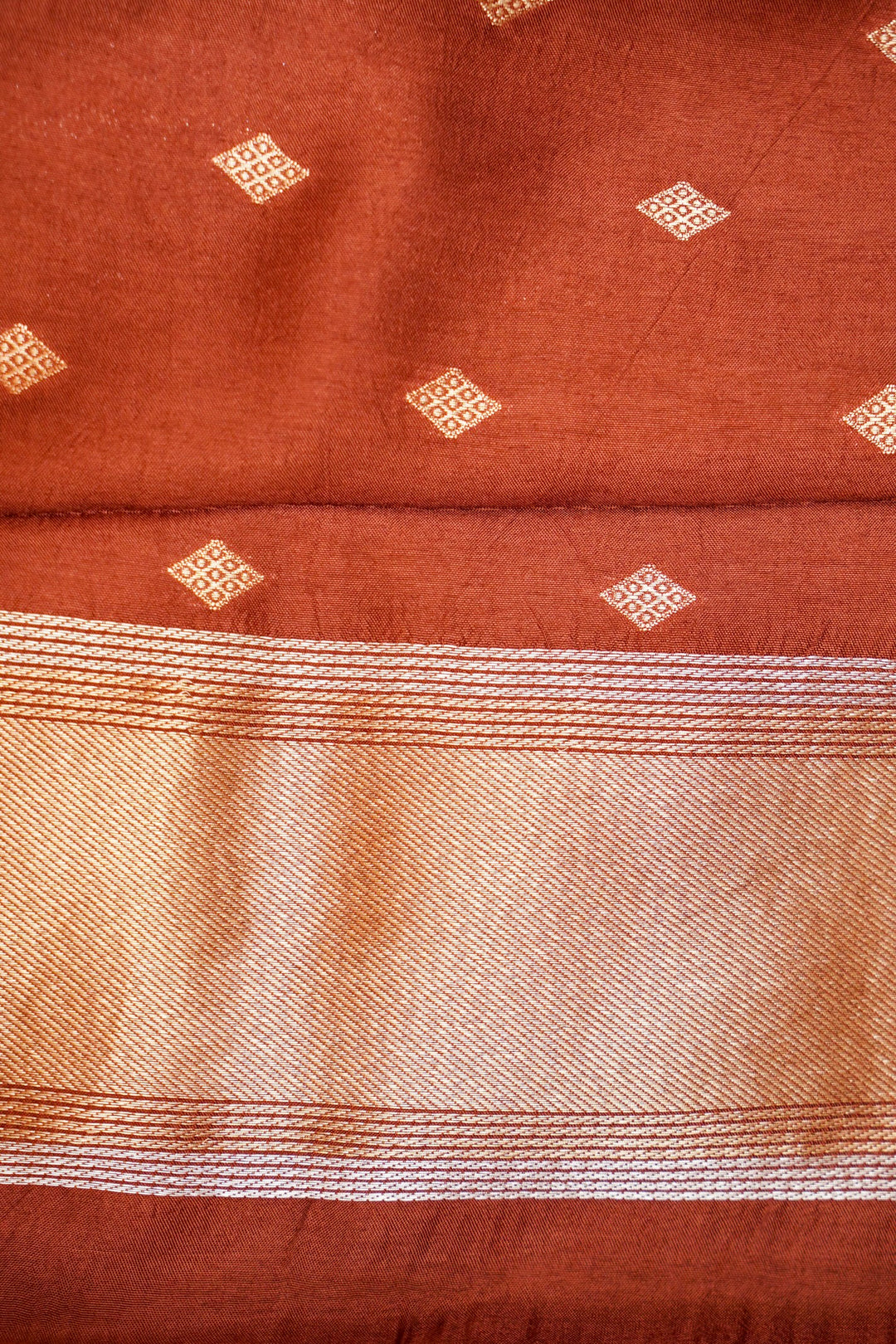 Brown Contemporary Banarasi Silk Saree with Sona Rupa Zari Weave