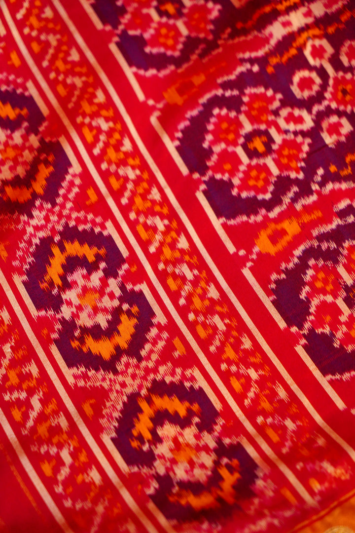 Jal Tarang – Red Bridal Pure Patola Silk Fish Motif Saree