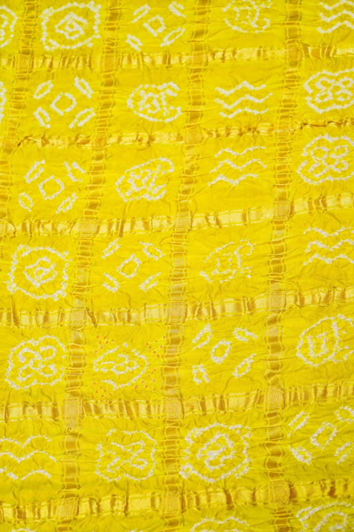 Sunny Elegance Yellow Gharchola Silk Saree for Haldi Ceremony with Zari Checks