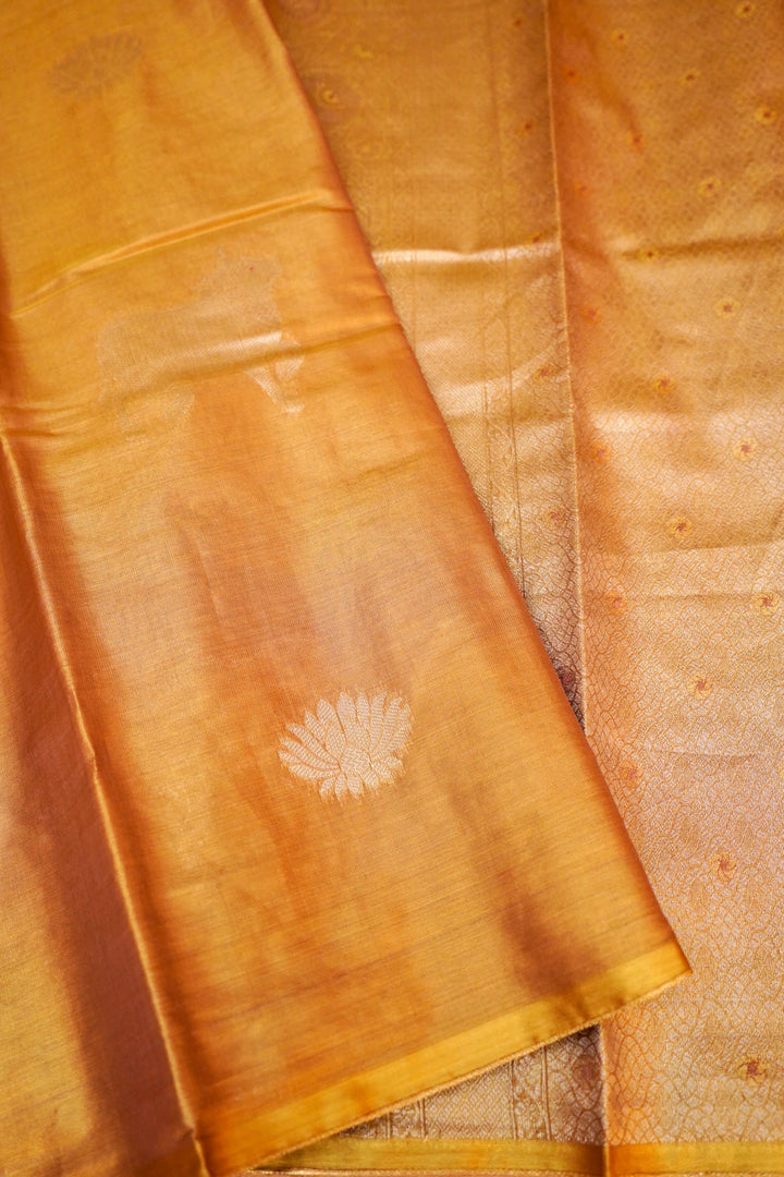Golden Banarasi Tissue Silk Saree with Zari Nandi Motifs