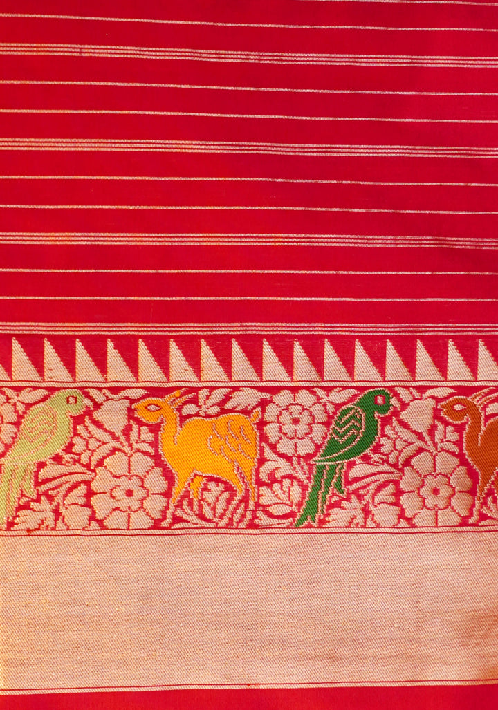 Handwoven Red Bridal Banarasi Pure Katan Silk Saree