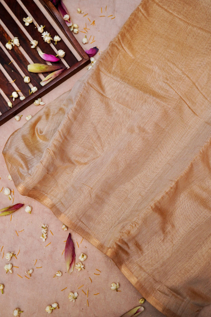 Light Brown Pure Chanderi Silk Fabric