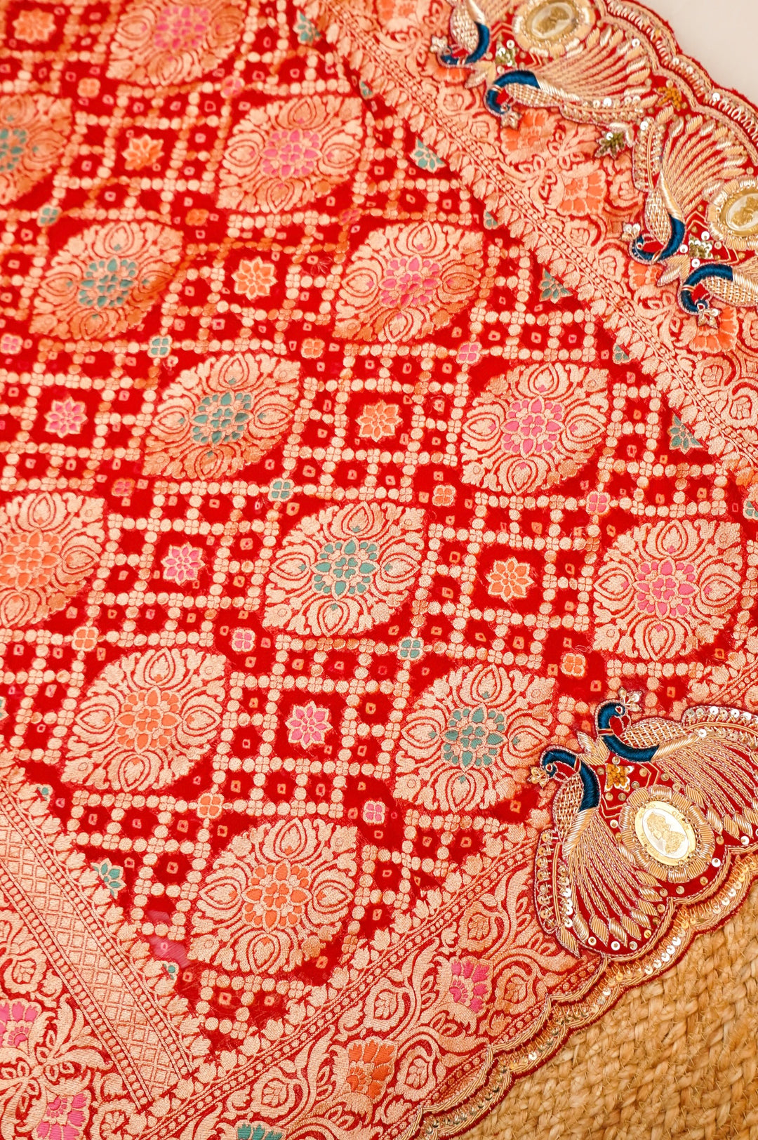 Victoria German Silver Coins Embellishment Handwoven Meenakari Pure Khaddi Bandhani Saree View 3