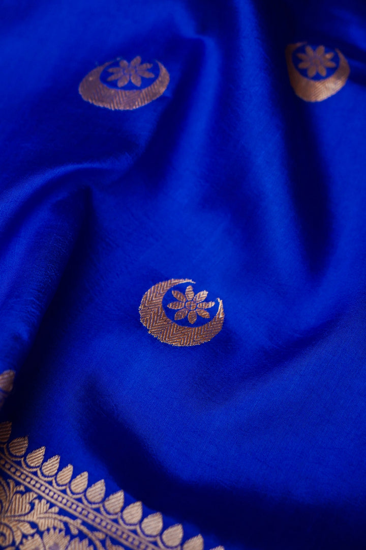 Royal Blue Chand Boora Sonakshi Sinha Inspired Banarasi Saree View 4