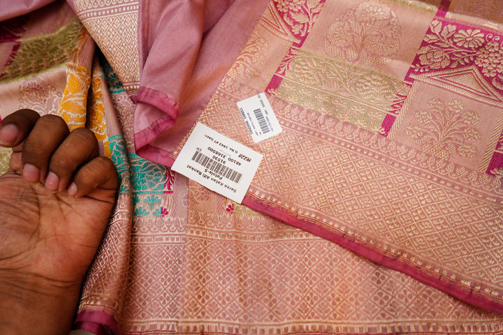 Handwoven Rangkat Banarasi Pure Katan Silk Saree in Onion Pink Hue