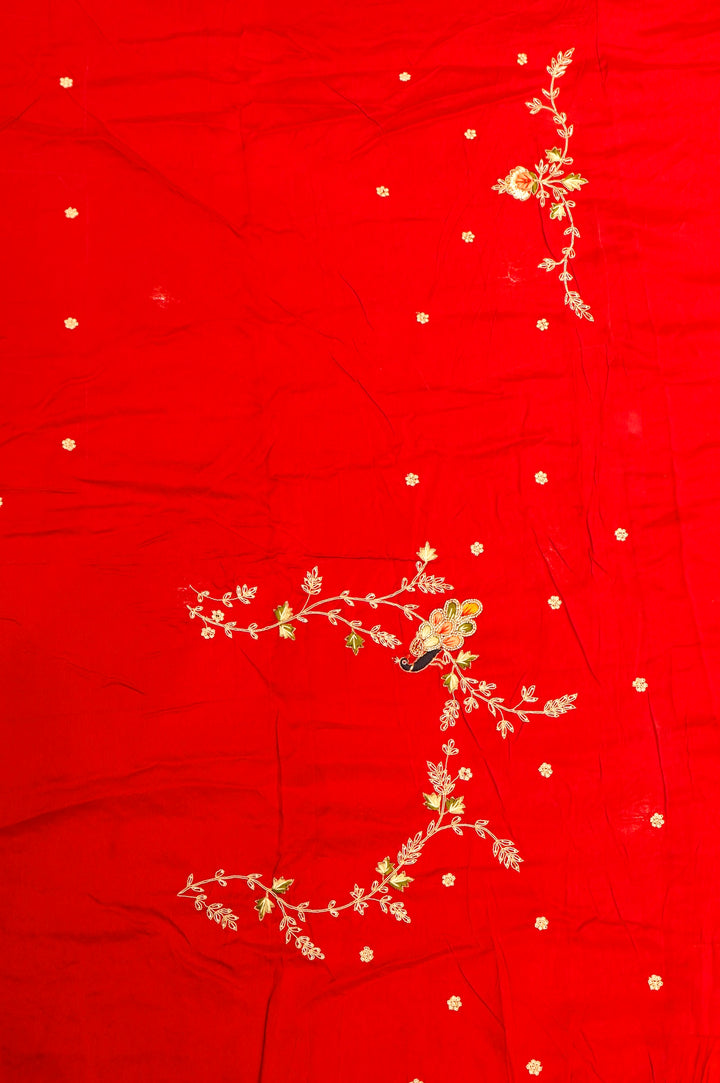 Designer Pure Banarasi Khaddi Bandhej Saree with Hand Zardozi Work