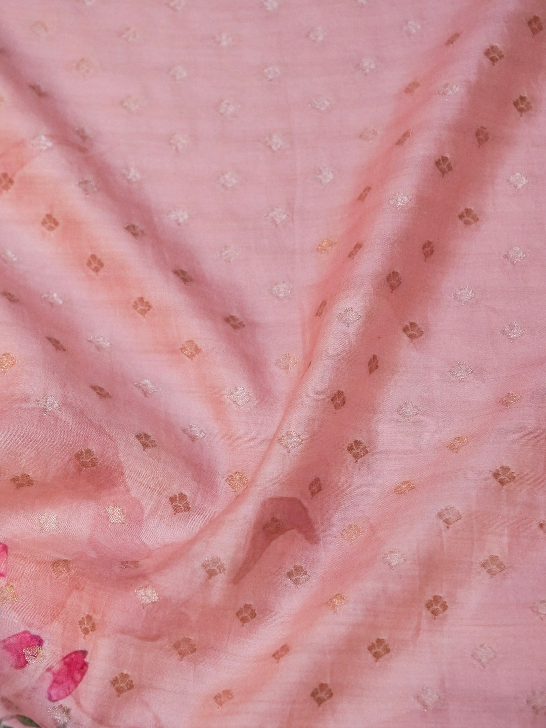 Lavender Handloom Pure Chiniya Silk Printed Suit with Kadwa Organza Dupatta View 8